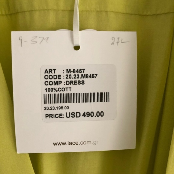 Lace Midi V-Neck Dress Yellow Cotton Small NWT - Picture 10 of 10